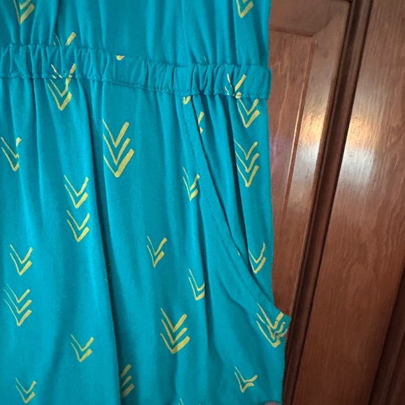 Mossimo Supply Co. Turquoise Mini Dress with Lime Patterns - Picture 3 of 7